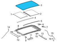 OEM 2021 Toyota Highlander Glass Weatherstrip Diagram - 63251-0E100