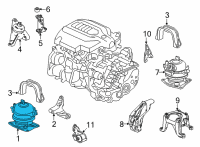 OEM 2022 Acura MDX Mounting Rubber, Engine Front Diagram - 50830-TYA-A01