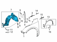 OEM 2022 Acura MDX Fender Assembly Right, Front Diagram - 74101-TYA-A00