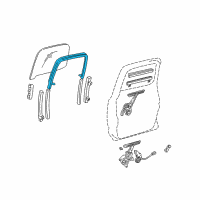 OEM 2001 Toyota Tacoma Run, Rear Door Glass, RH Diagram - 68142-35030