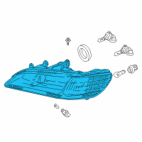 OEM 2000 Honda Accord Headlight Unit, Passenger Side Diagram - 33101-S84-A01