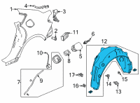 OEM Acura TLX Fender Assembly, Right Rear Diagram - 74540-TGV-A00