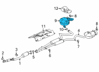 OEM Acura TLX Muffler, Passenger Side Exhaust Diagram - 18307-TGV-A02