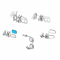 OEM 1994 Chevrolet Astro Glass Asm, Mirror LH Diagram - 15635575