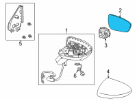 OEM 2021 Nissan Rogue Door Mirror Glass RH Diagram - 96365-6RR1E