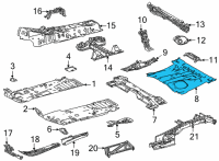 OEM 2020 Toyota Highlander Center Floor Pan Diagram - 58211-0E090