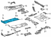 OEM 2020 Toyota Highlander Front Floor Pan Diagram - 58111-0R050