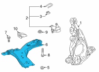 OEM 2022 Toyota Highlander Lower Control Arm Diagram - 48068-0E070