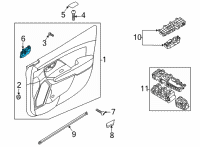 OEM Kia Niro Inside Door Handle Assembly, Left Diagram - 82610G5010