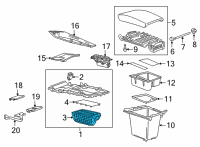 OEM 2018 Buick Enclave Cup Holder Diagram - 84683862