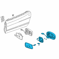 OEM 1993 Acura NSX Mirror Assembly, Passenger Side Door (Berlina Black) (R.C.) Diagram - 76200-SL0-A01ZB