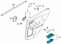 OEM Kia Niro EV Rear Power Window Sub Left Switch Assembly Diagram - 93580G5900