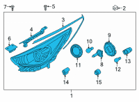 OEM 2019 Kia Niro EV Passenger Side Headlight Assembly Diagram - 92102Q4040