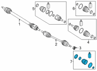 OEM 2021 Hyundai Sonata BOOT KIT-DIFF SIDE, RH Diagram - 495R5-L0350