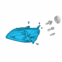 OEM 2001 Honda Civic Headlight Unit, Driver Side Diagram - 33151-S5A-A01