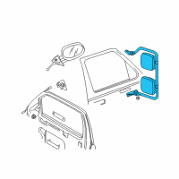 OEM 2003 Dodge Ram 1500 Van Outside Door-Side Rear View Mirror Right Diagram - 55077070AA