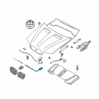 OEM 2000 BMW X5 Bowden Cable, Hood Mechanism Diagram - 51-23-8-408-134