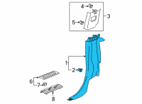 OEM 2020 Chevrolet Silverado 3500 HD Lock Pillar Trim Diagram - 84640163