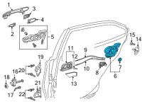 OEM 2022 Toyota Highlander Lock Assembly Diagram - 69050-0E070