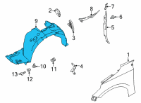 OEM 2020 Nissan Sentra Protector-Front Fender, RH Diagram - 63840-6LB0A