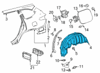 OEM 2020 Toyota Highlander Wheelhouse Liner Diagram - 65637-0E070