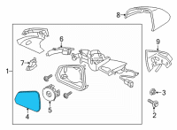 OEM 2022 Ford Mustang Mirror Glass Diagram - FR3Z-17K707-D