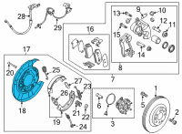 OEM Hyundai Genesis Plate Assembly-Rear Brake Back, LH Diagram - 58251-B1000