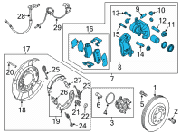 OEM 2016 Kia K900 Rear Wheel Brake Assembly, Left Diagram - 582103M300