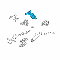 OEM 2000 Nissan Xterra Exhaust Manifold With Catalytic Converter Passenger Side Diagram - 14002-3S600
