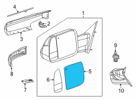 OEM Ram 1500 Mirror Replacement Glass Diagram - 68401394AA