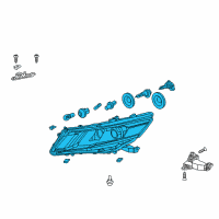 OEM Honda Crosstour Headlight Assembly, Passenger Side Diagram - 33100-TP6-A21