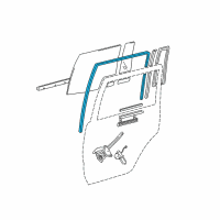 OEM 1999 Lexus LX470 Run, Rear Door Glass, RH Diagram - 68142-60043