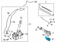 OEM Kia Carnival Windshield Wiper Motor Assembly Diagram - 98110C5500