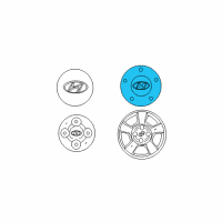 OEM 2000 Hyundai Accent Aluminium Wheel Hub Cap Assembly Diagram - 52960-25700
