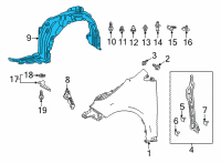 OEM 2022 Toyota Corolla Cross Fender Liner Diagram - 53876-0A110