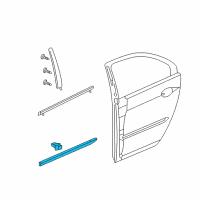 OEM 2008 Acura RL Molding, Left Rear Door Center (Platinum Frost Metallic) Diagram - 75323-SJA-A01ZK