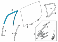 OEM 2020 Nissan Versa Glass Run Rubber-Rear Door Window, RH Diagram - 82330-5EF0A