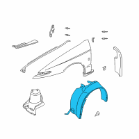 OEM 2000 Saturn LS1 Liner, Front Wheelhouse Diagram - 22699969