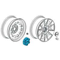 OEM 2019 Chevrolet Silverado 1500 LD Center Cap Diagram - 23378301