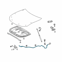 OEM 2021 Lexus ES350 Cable Assembly, Hood Loc Diagram - 53630-06220