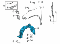 OEM 2021 Toyota Highlander Fender Liner Diagram - 53805-0E170