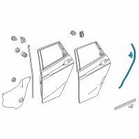 OEM Honda Fit Sub-Seal, R. RR. Door Diagram - 72824-T5R-A01