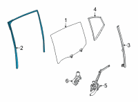 OEM 2021 Nissan Sentra Glass Run Rubber-Rear Door Window, RH Diagram - 82330-6LE0A