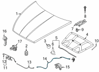 OEM 2018 Hyundai Sonata Cable Assembly-Hood Latch Release Diagram - 81190-3Q000