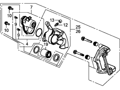 Acura 43019-TY2-A05 Caliper Sub-Assembly, Left Rear