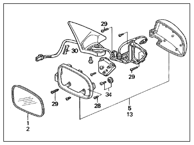 Acura 76200-ST8-A12 Mirror Assembly, Passenger Side Door (R.C.)