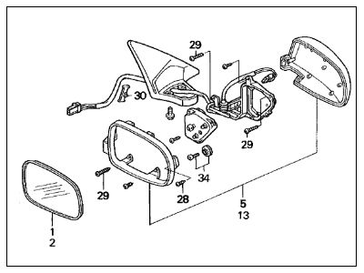 Acura 76200-ST8-A21ZD Mirror Assembly, Passenger Side Door (Stealth Gray Pearl) (R.C.)