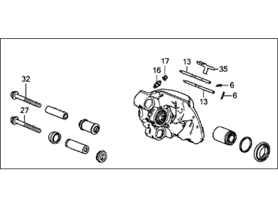 Acura 43018-T6N-A54 Rear Caliper Sub-Assembly