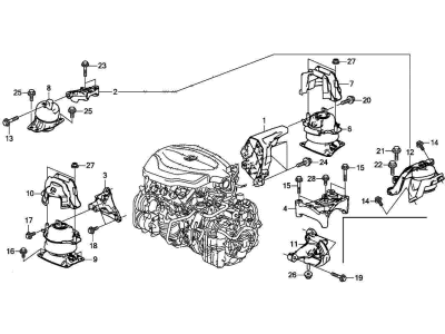 Acura 50030-TZ3-305 Set, Transmission Upper Mounting