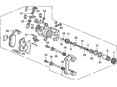 Honda 43210-SK7-043 Caliper Assembly, Right Rear (7Clp-13S) (Nissin)